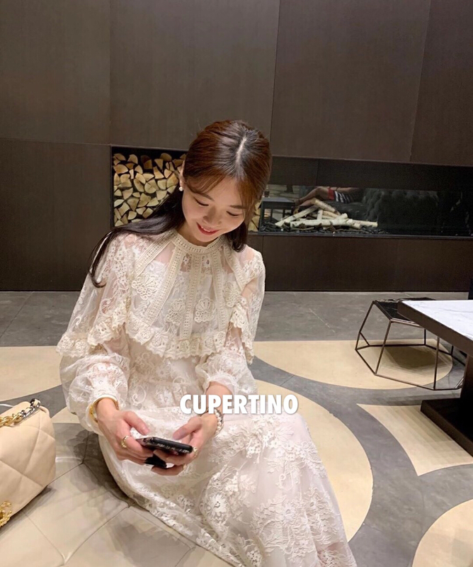 New in early summer! [Cupertino] two color lace heavy industry dress with fungus edge 1202# Cl