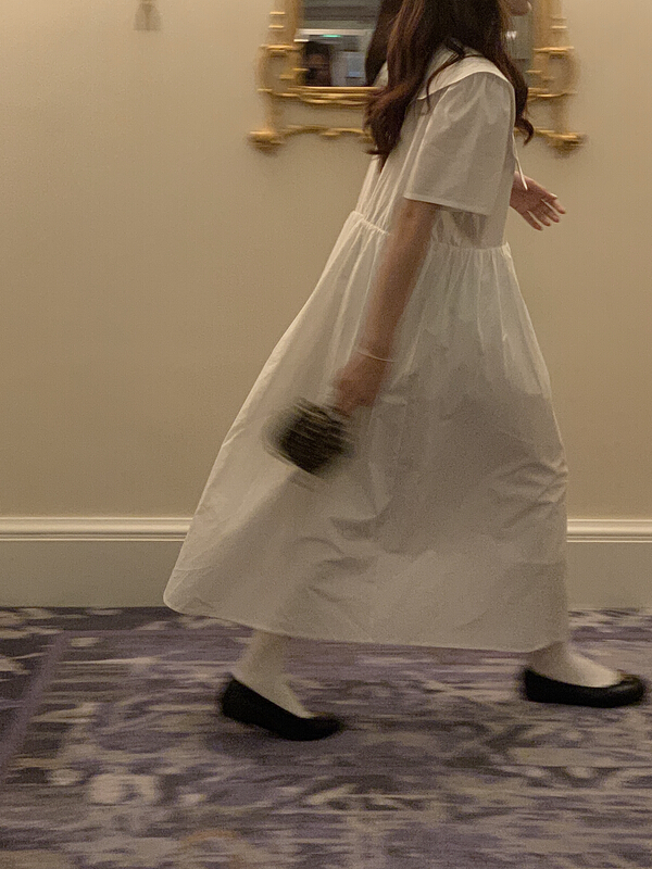 [on line] sweet wave large lapel single breasted loose dress 6233# lwy