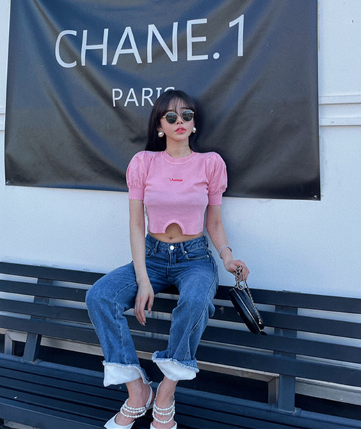 [Angel Yue] letter embroidered niche casual sweater 039# LSL