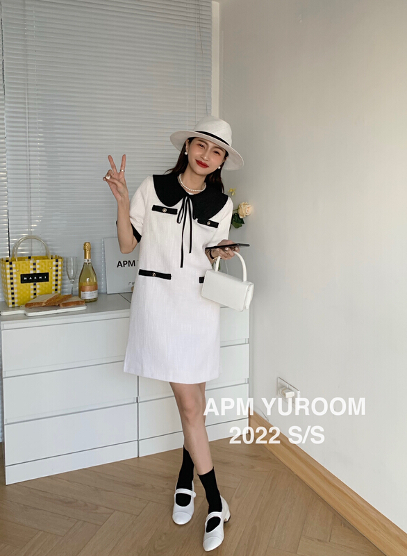 goods in stock! [APM yuroom] lady temperament sweet baby collar short sleeved dress (with detachable collar) 22139# LSL