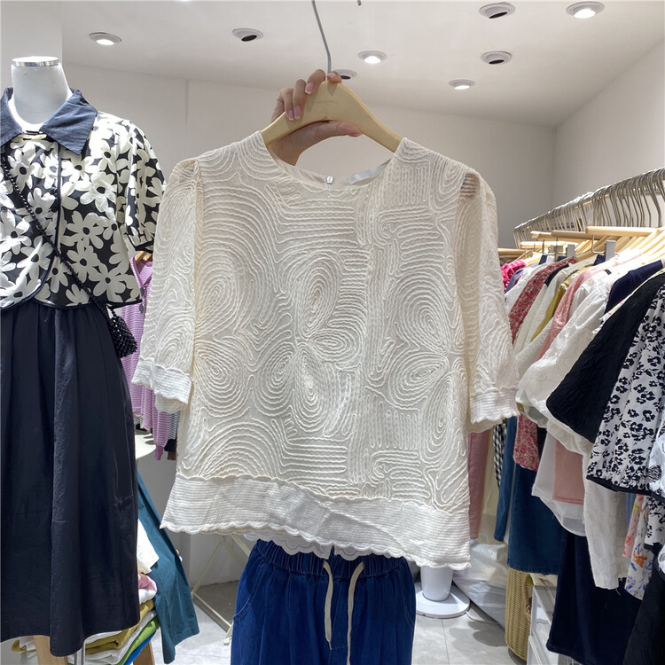 [free studio] Korean round neck heavy industry T-shirt 2378# hjy