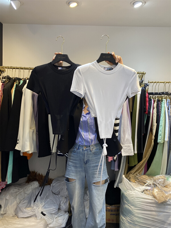 goods in stock! New in early summer! [top close] Korean solid color Pullover short sleeve T-shirt 6897# ozq