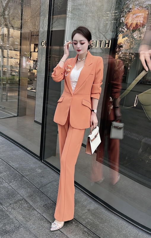 New year in early spring! [Torreya grandis] simple and versatile one button suit + versatile thin solid color trousers suit 6073# JJ