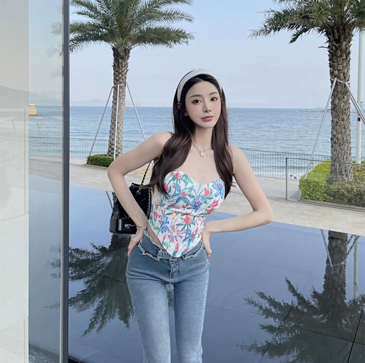 [millet +] printed fishbone bra Strapless vest / suspender 1065# WPL