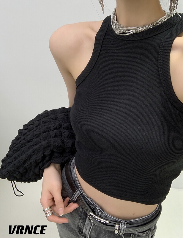 [Vince] Korean versatile round neck short vest 5008# jhy