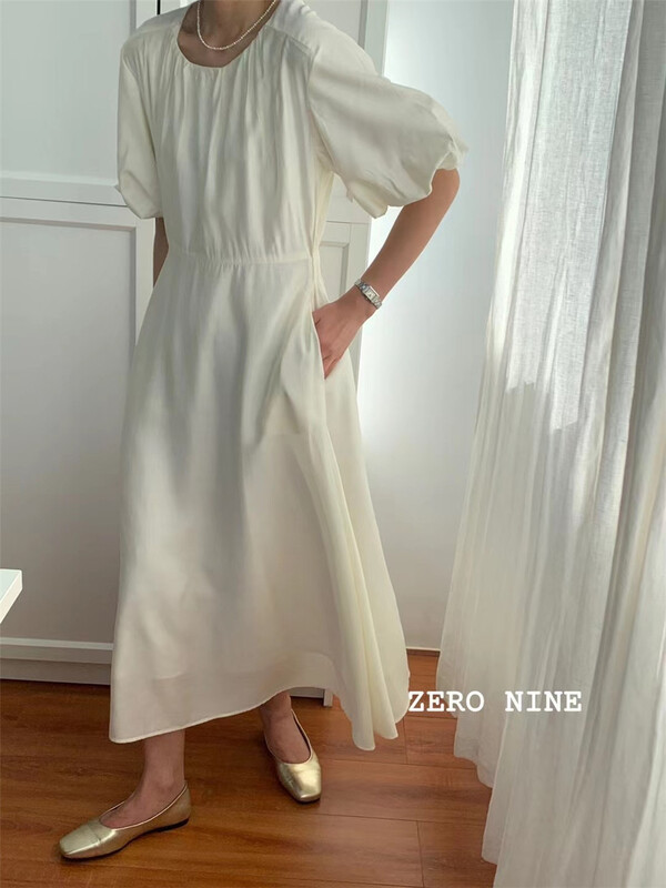 New in early summer! [zero-nine 009] French gentle style bubble sleeve dress 9287# HBx