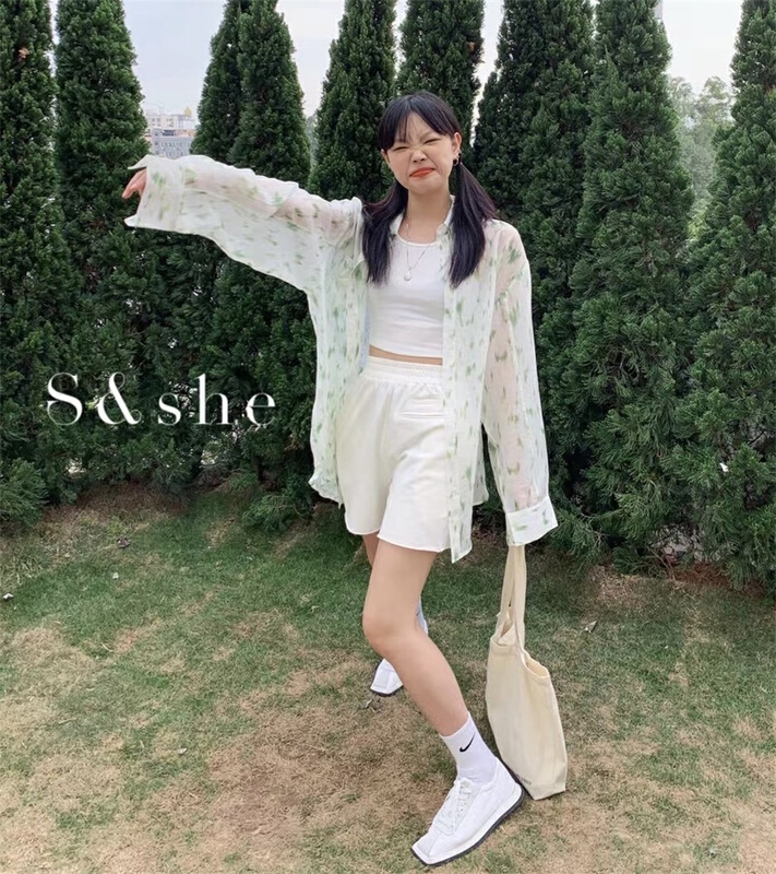 New in early summer! [she] loose color block single Pocket Shirt 1138a# XJ