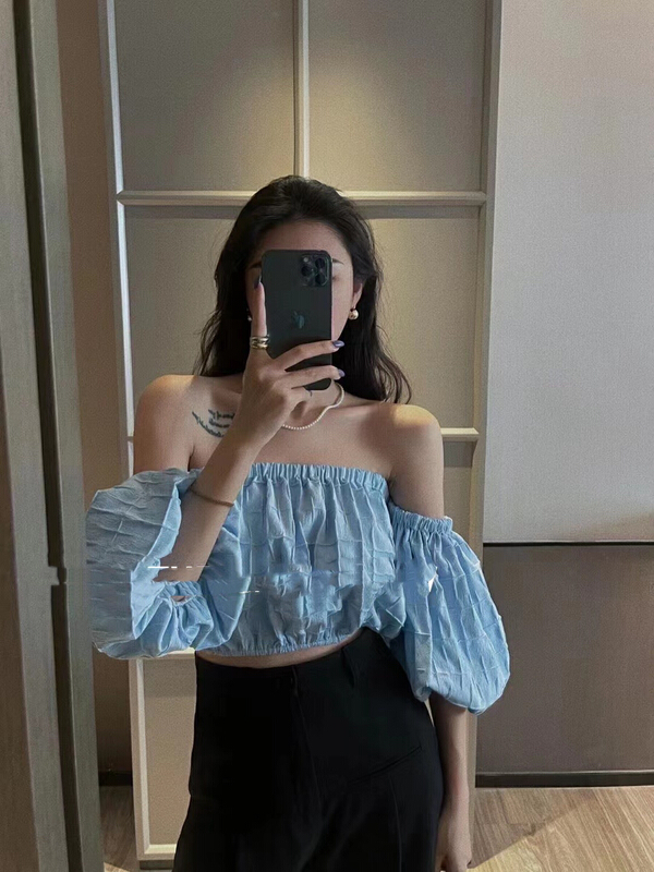 [mi ni] one shoulder French style bra shirt (with shoulder strap) 1038# PCZ