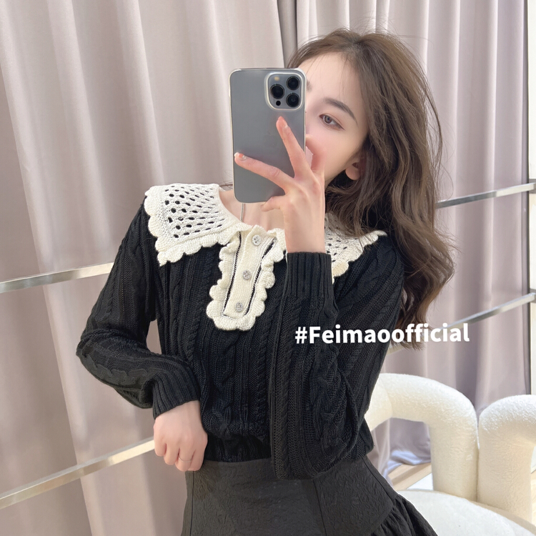 現貨!早春上新!【FEIMAO菲貓】韓版百搭撞色領保暖毛衣  YM-5521#  LSL