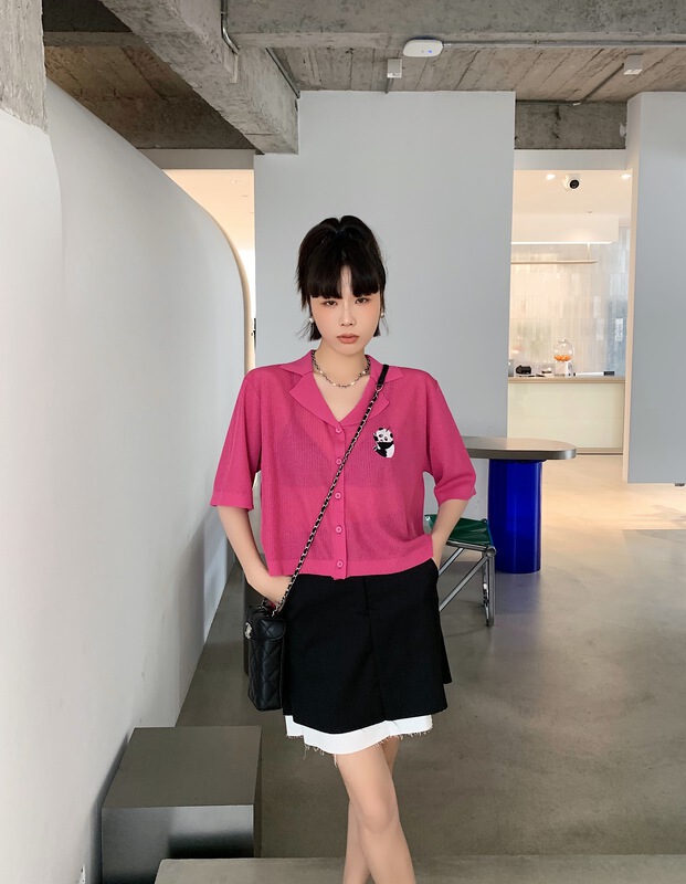 [DTU] single breasted irregular Knitted Blouse ys1-52189# LSL