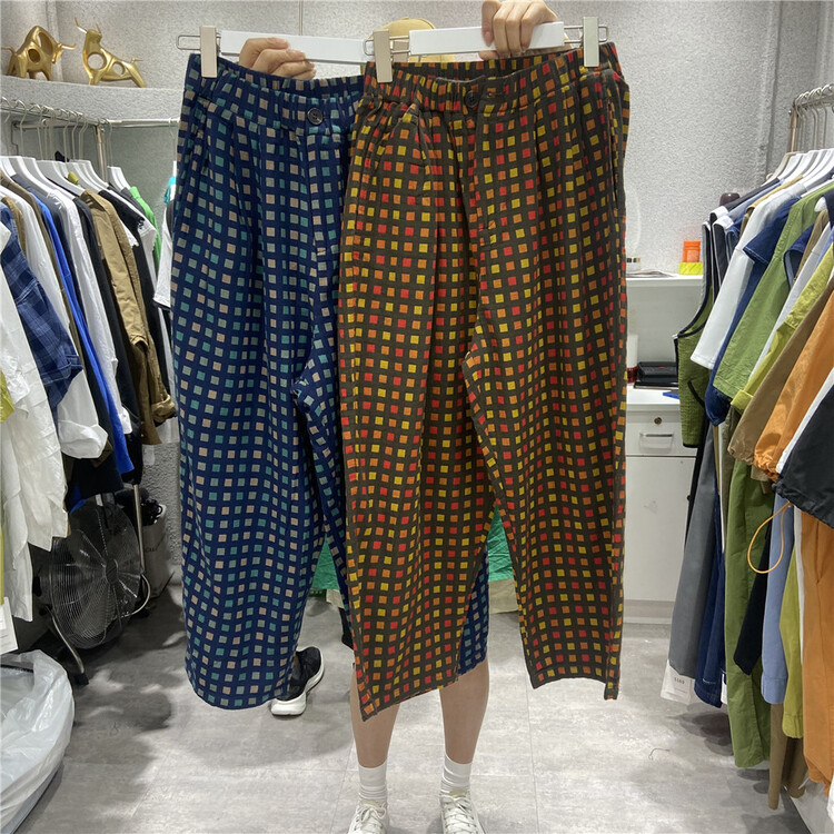 【啟點】韓系格子百搭休閒褲  7980#  L