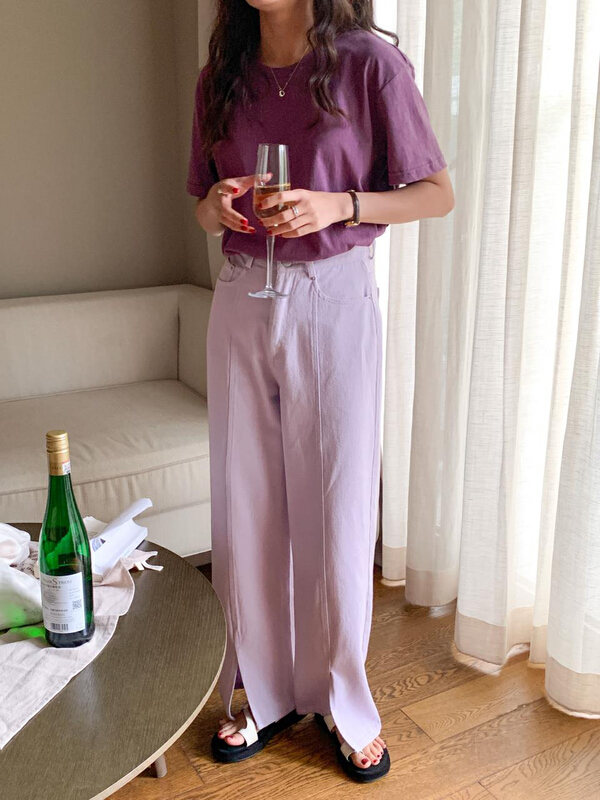 [Tn] Korean version simple pure color Hong Kong style casual pants yn6110# cqw