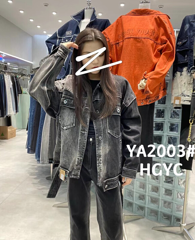 New year in early spring! [thgz fairy tale princess] fashion trend gradient smiling face printed denim jacket ya2003# JJ