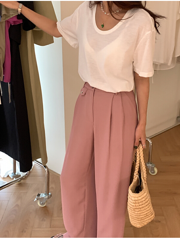 New in early summer! [the mind] simple solid color versatile short sleeve T-shirt 60221# XYJ