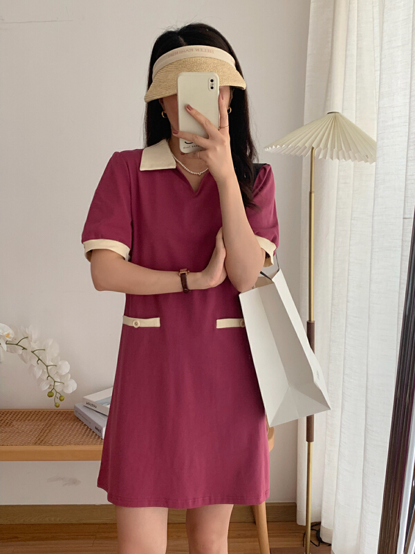 New in early summer! [victory. 2] small fragrance color matching versatile dress b180# WPL