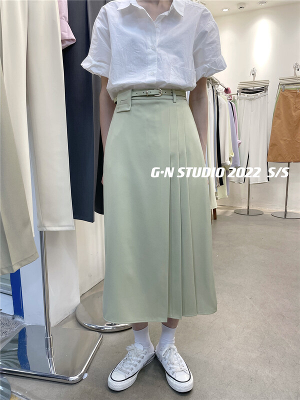 New year in early spring! [g · n] high waist pleated lady skirt 18066# hjy