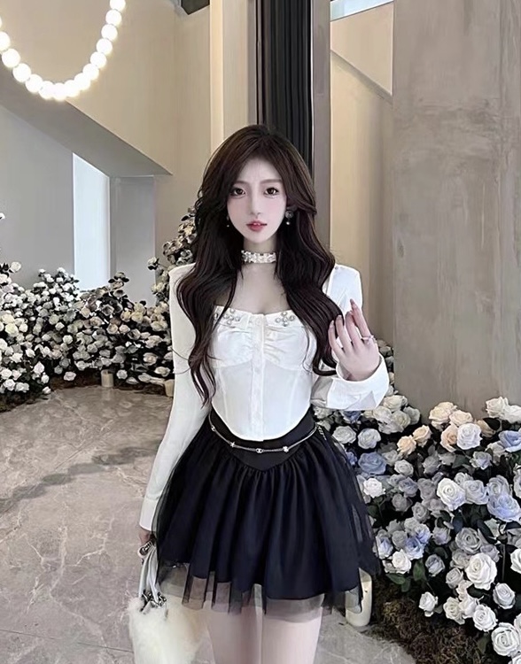[Linda] French square neck short ins Nail Drill shirt 81185# zxx