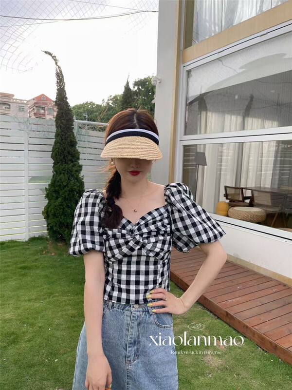 [M & T] little women's Plaid short shirt 8805# hjy