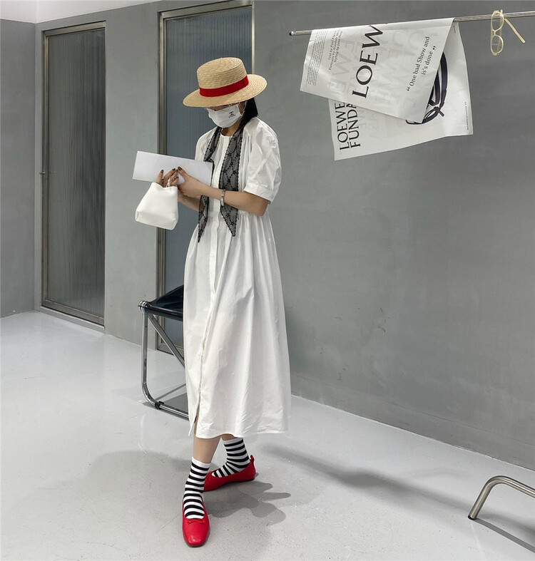 New in early summer! [Hyso] simple and slim waist closing dress 70006# XJ