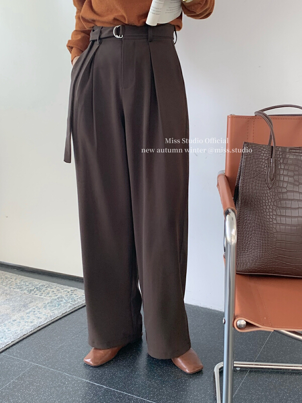 Original price 66.55! [miss miss home] simple temperament leisure wide leg trousers (with belt) n627# ZSY