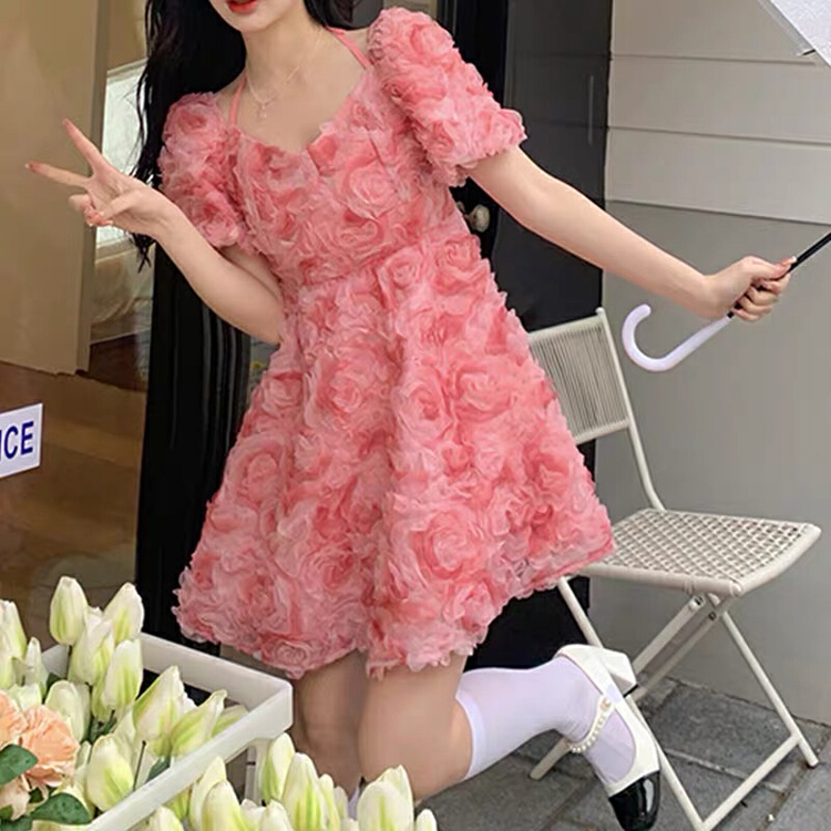 [Yingying new clothes] V-neck temperament sweet dress 7038# Cl
