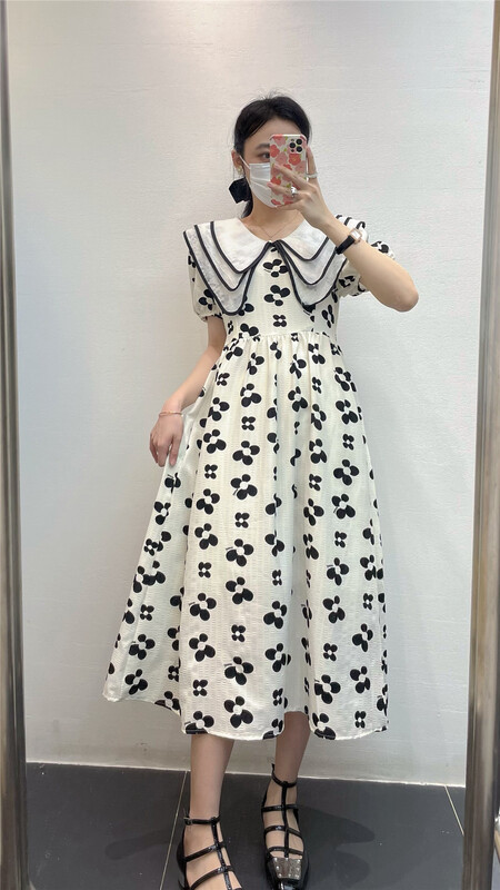 [sk-11] baby collar age reducing color matching dress 655# XYJ