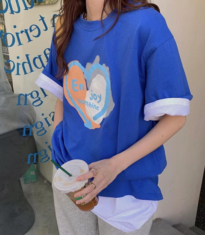 [Gu Wan] printed Korean loose short sleeve T-shirt 5652# zxx