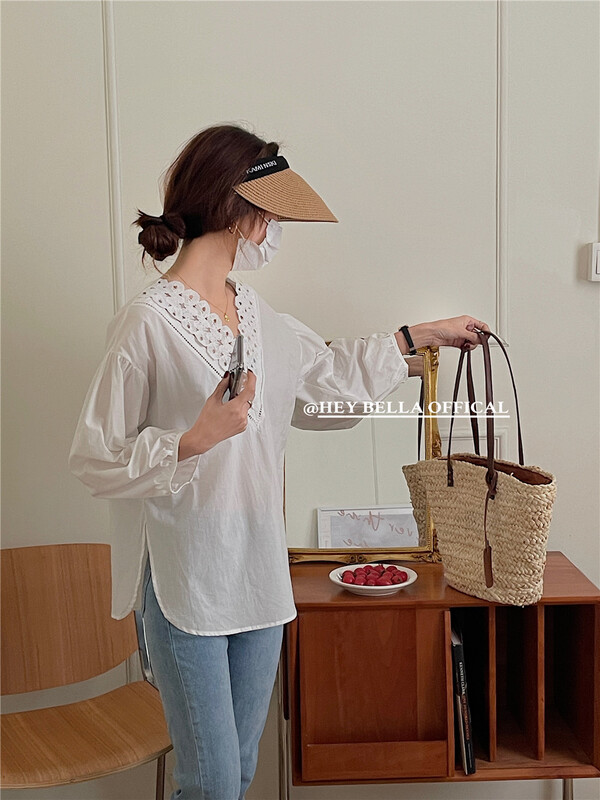 Original price 49.00! [hey Bella] V-neck Pullover comfortable shirt f206# ll