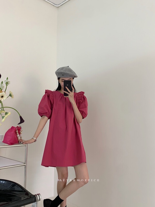 [after. 90] round neck lady dress 6687# ll