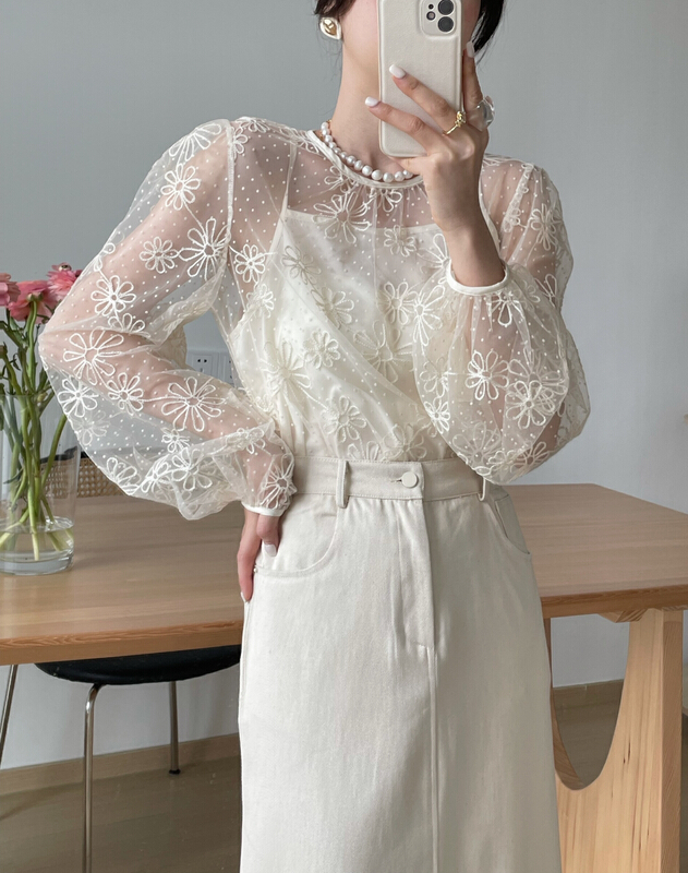 New year in early spring! [sunshine] mesh Fashion Top + lady temperament small sling suit (with sling) 9370# cqw