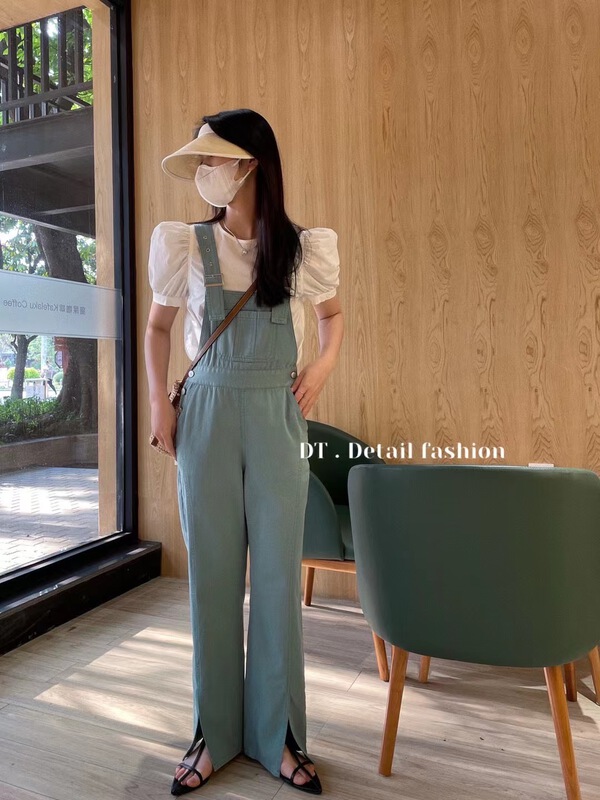 goods in stock! New in early summer! [DT] Korean high waist loose wide leg suspender 9758# lwy