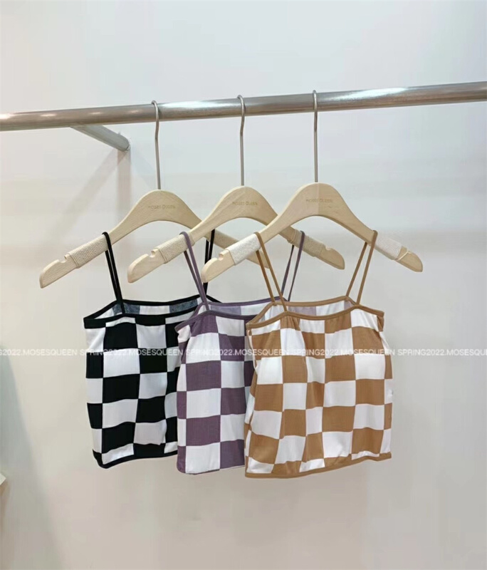 [moss queen] checkerboard small sling beautiful back underwear 631# XYY