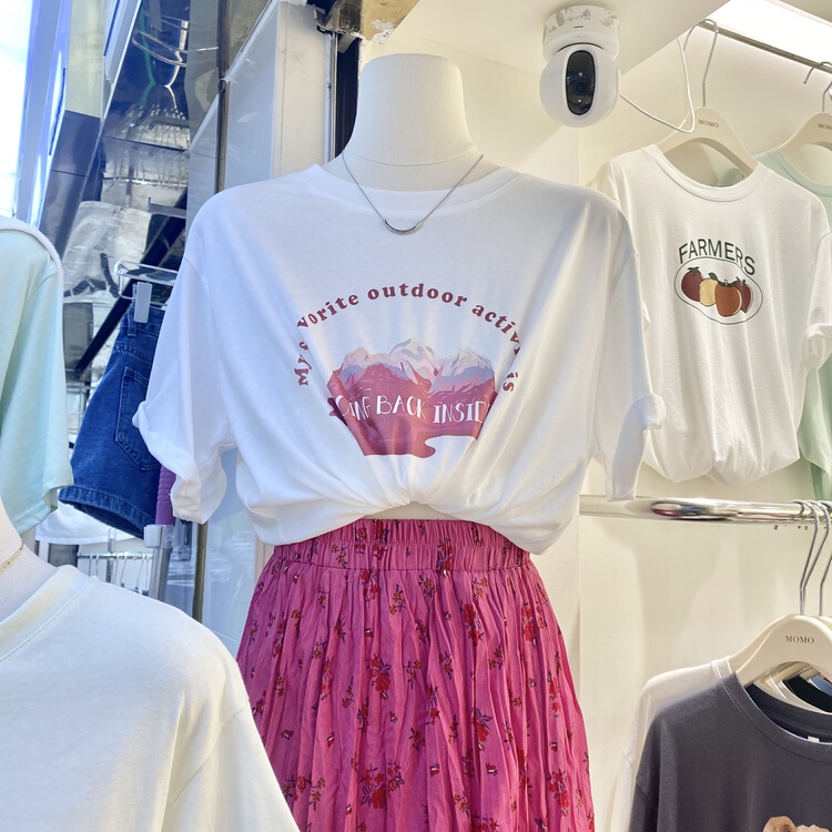 New in early summer! [Momo] Korean casual printed short sleeve T-shirt 3850# HBx