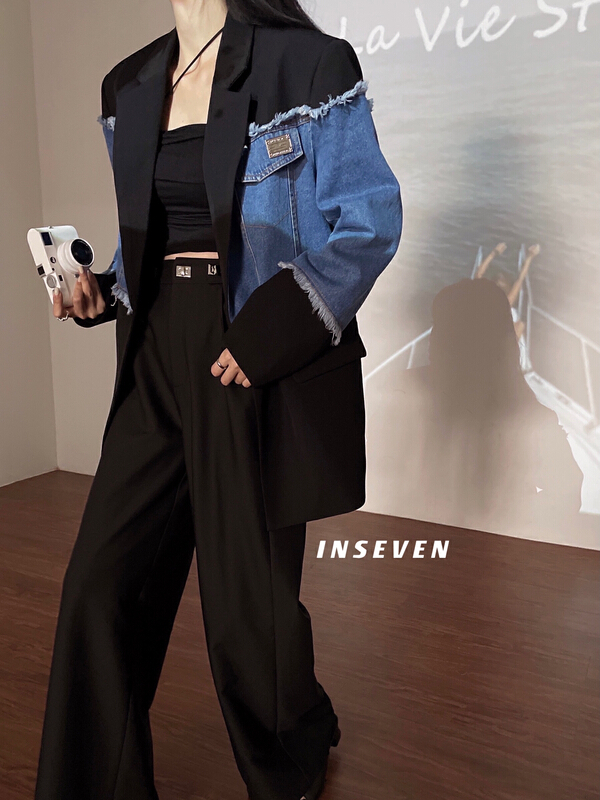 New year in early spring! [inseven] premium design denim splicing suit 26227# ozq