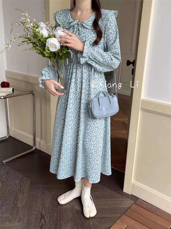 New year in early spring! [Xiangli] Korean sweet doll collar broken flower waist dress 3008# PCZ