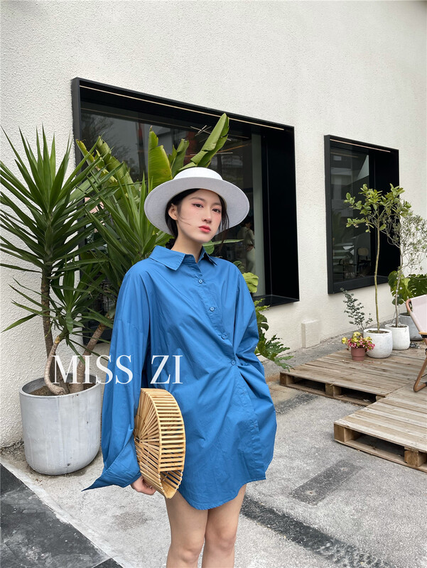 [miss Zi] solid color loose comfortable shirt ys1-2228# cqw