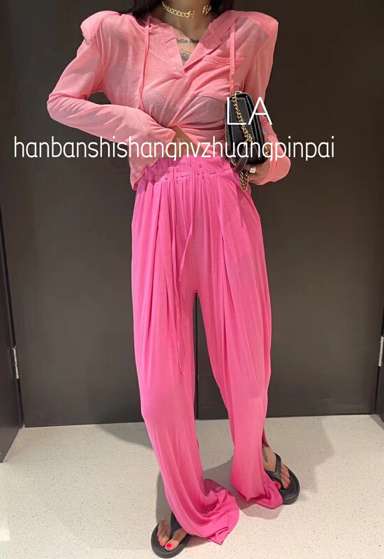 [laqssy] foreign style high waist temperament vertical casual pants 5193# zyh