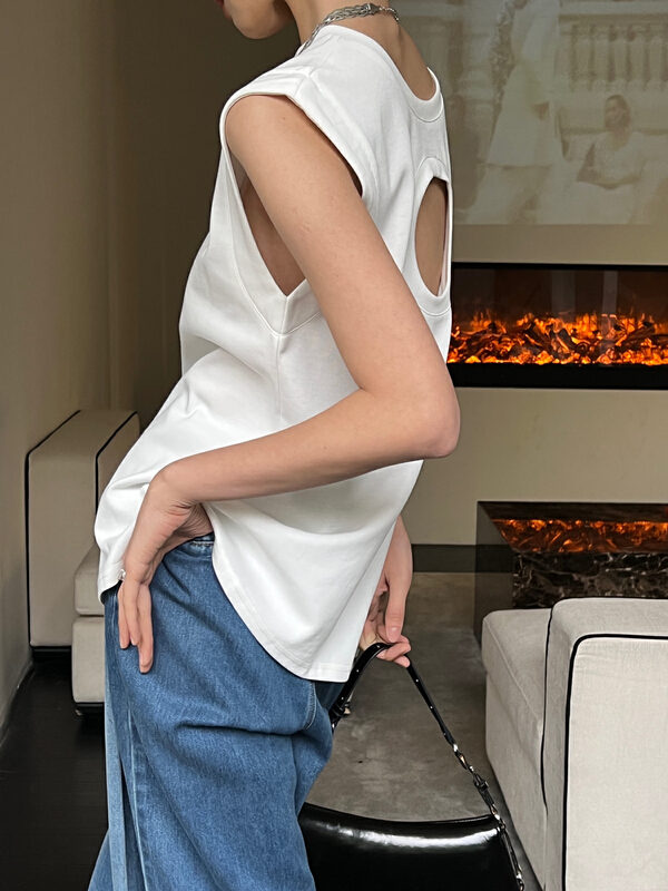 [Vince] minimalist back loophole short sleeve T-shirt 5059# XYJ
