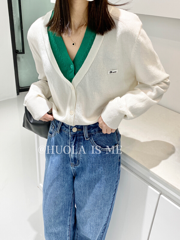 New year in early spring! [hot Huola is me] Korean casual V-neck contrast color knitted cardigan 7395# cqw