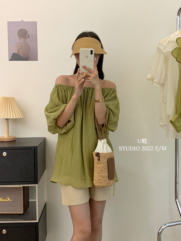 [u-grain] Korean slim one shoulder shirt 5608# HBx