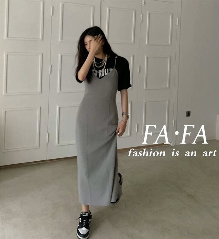 [Fafa] simple and versatile suspender dress 18803# zxl