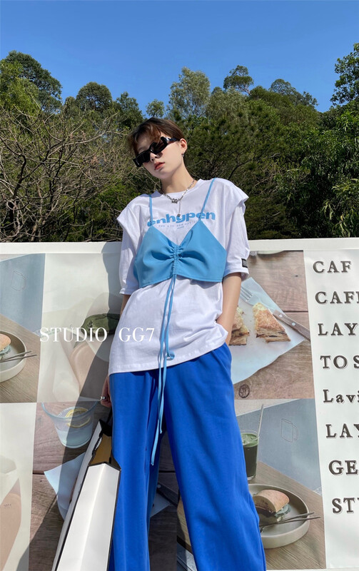 [gg7] fake two letter personalized short sleeve T-shirt 3353# WPL