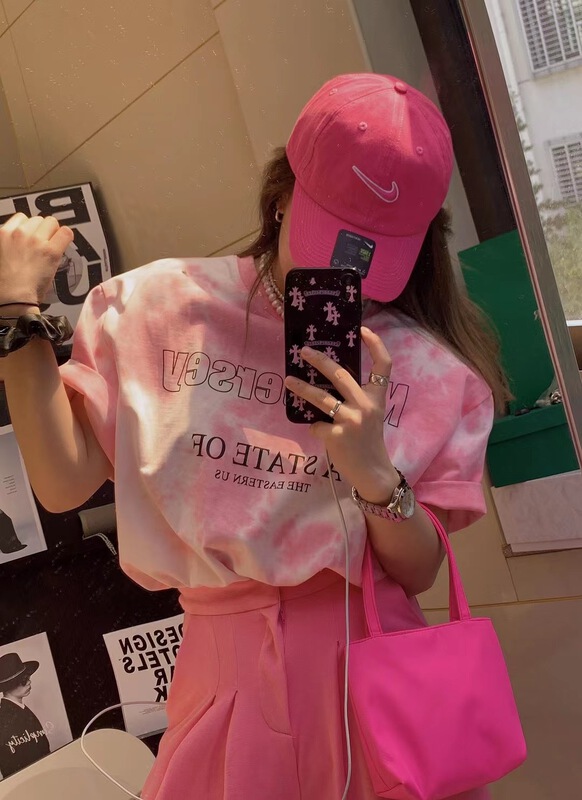 Early spring! [ZY] Street trend artistic tie dyed letter short sleeved T-shirt (only for tops) ys2-777# PCZ