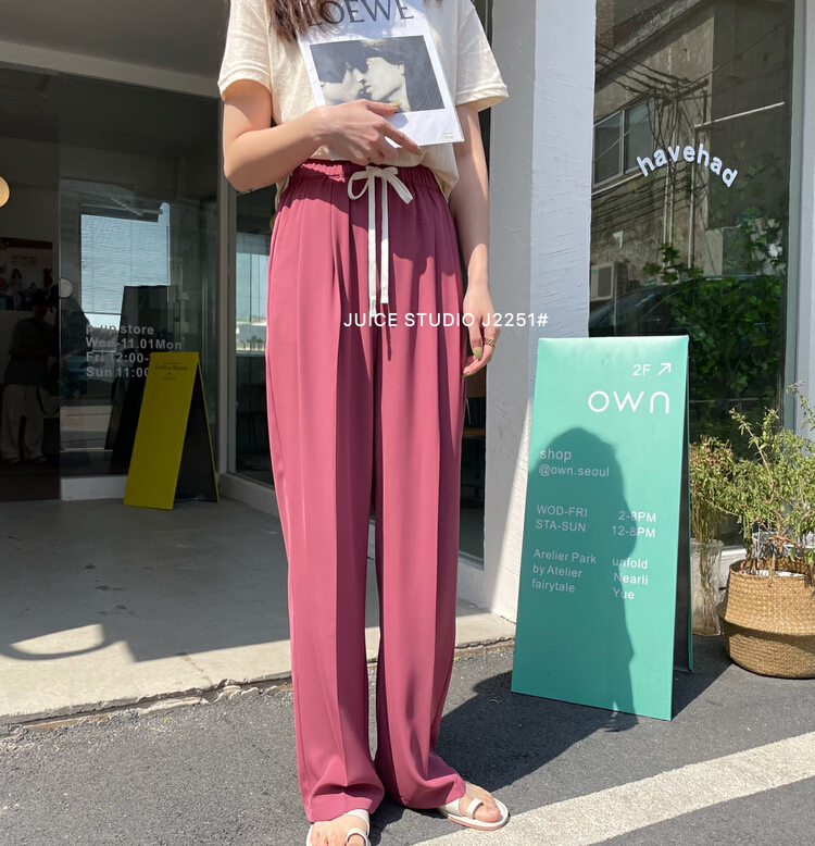 New in early summer! [juice] fashionable high waist slim drawstring casual pants 2251# ll