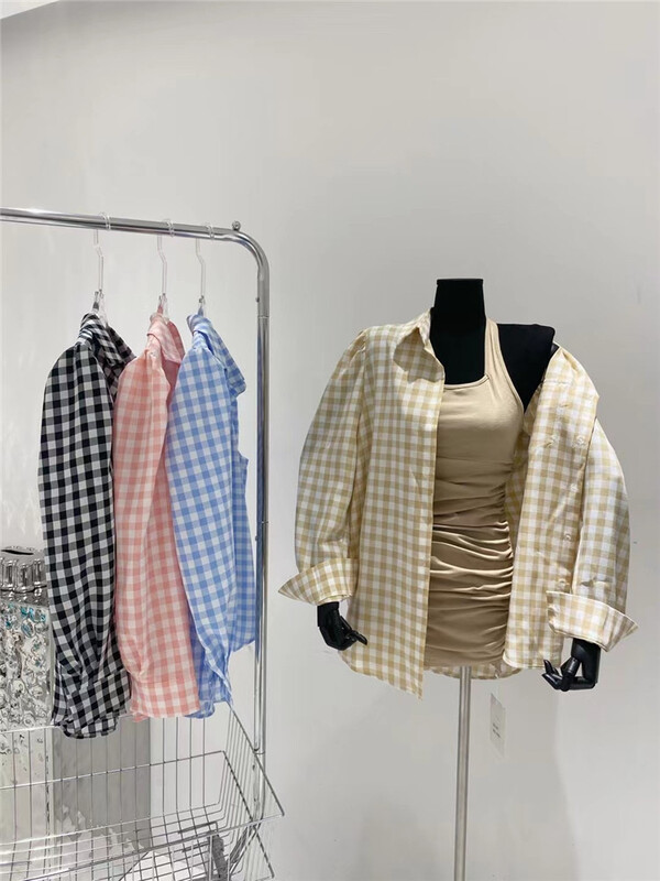 [2 / 2chicw] Korean casual Plaid Pocket Shirt 871# PCZ