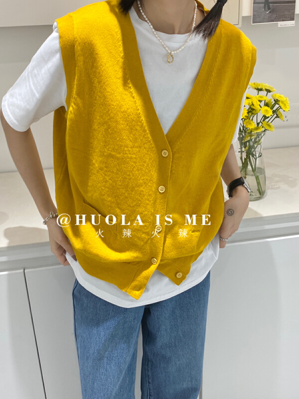 New year in early spring! [hot Huola is me] Korean V-neck solid color vest 7512# cqw
