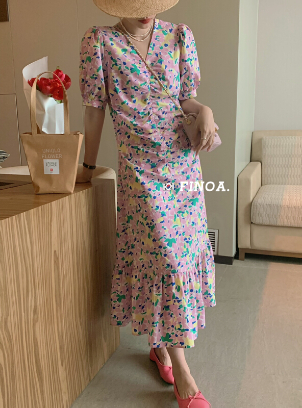 [finoa] summer casual waist closing fashion women's floral dress (only skirts) 10451# CLS