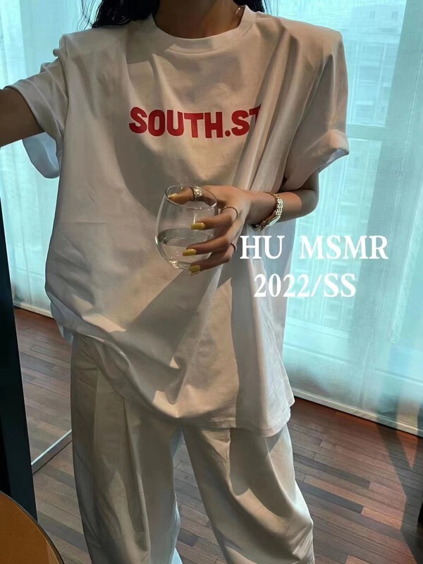 [xiaoshidai] Korean alphabet printed short sleeve T-shirt 8971# WTT