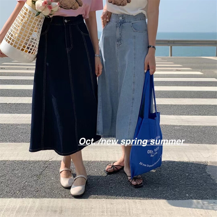New year in early spring! [OCT] Korean high waist umbrella denim skirt 518# hjy