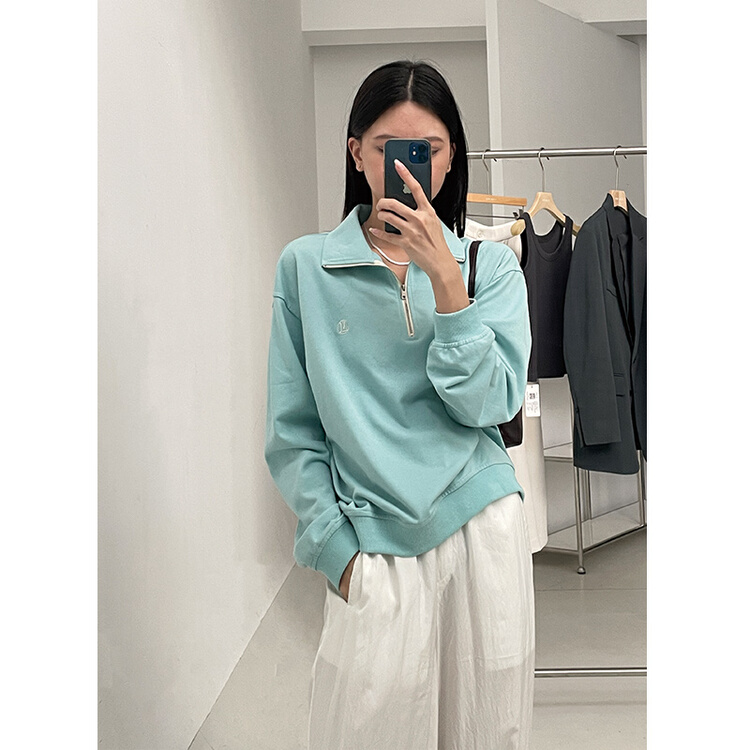 New year in early spring! [clean space] Korean version simple and versatile half zipper sweater 31322# CLS